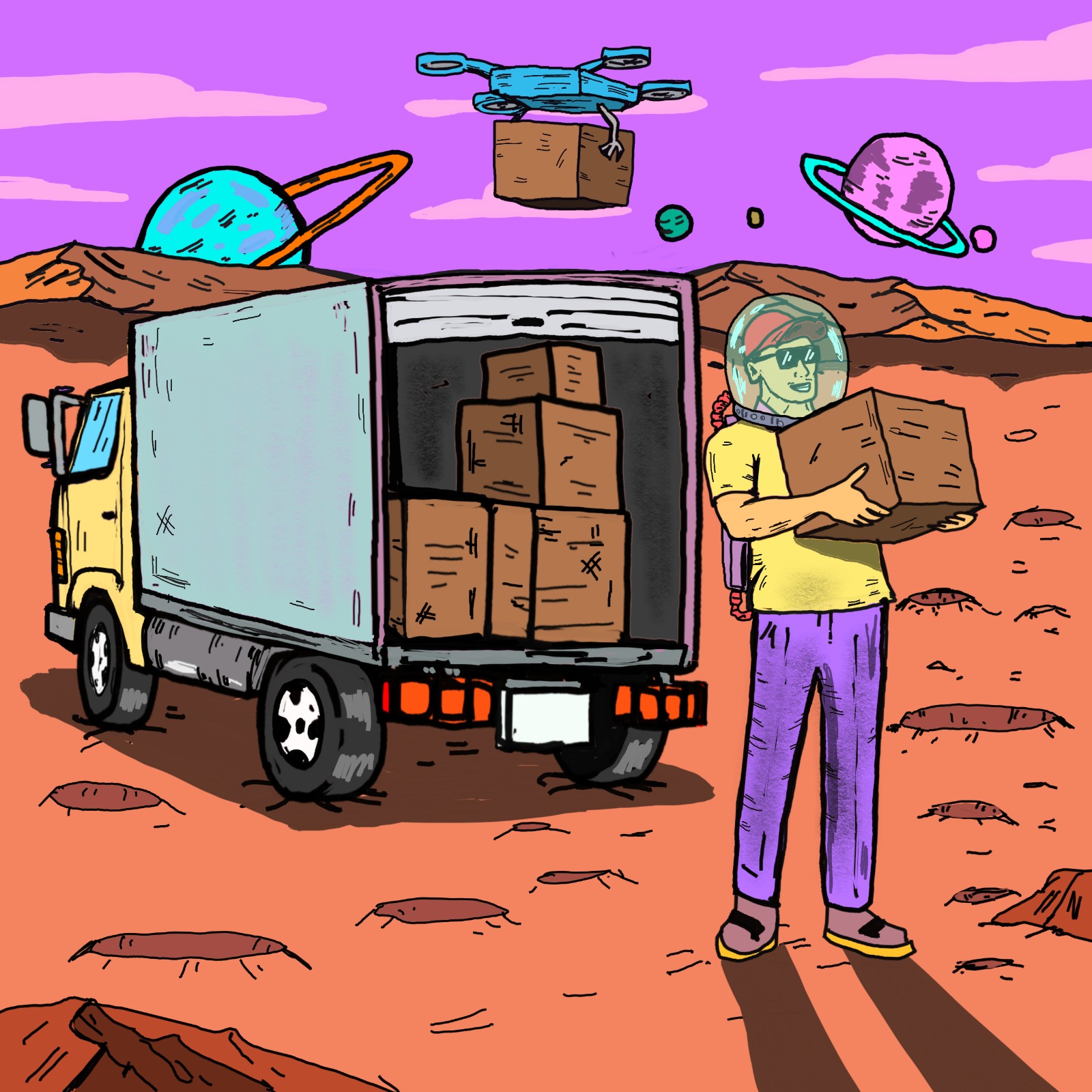 Hero Image: Person picking up boxes,